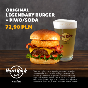 Hard Rock Cafe – zniżka na zestaw ORIGINAL LEGENDARY BURGER + PIWO/SODA